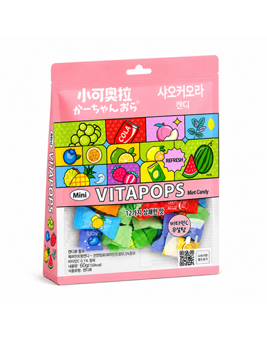 [보리보리] 샤오커오라 비타민C무설탕 비타팝스 12가지맛 캔디60g