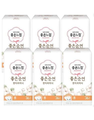 [보리보리] 좋은느낌 유기농 순면커버 팬티라이너 롱 36개입 x6팩