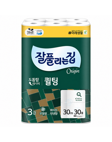 [보리보리] 잘풀리는집 오리지날 퀼팅 3겹 화장지 30m 30롤 x1팩