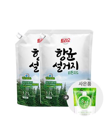 [보리보리] 트리오 천연 피톤치드 리필 1.2L 2개+주방세제 200ml