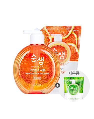 [보리보리] 순샘 구연산 자몽 용기 500g  리필 1.2L+주방세제 200ml
