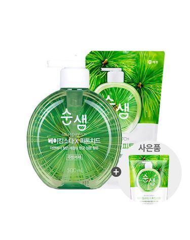 [보리보리] 순샘 베이킹소다 피톤치드 용기 500g 리필 1.2L+주방세제 200ml