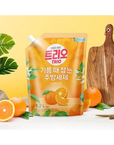 [보리보리]  트리오 기름때 잡는 주방세제 1.2L 리필 오렌지향
