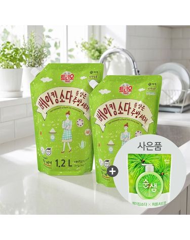 [보리보리]  트리오 베이킹소다를 담은 주방세제 1.2Lx2개+순샘 피톤치드 200ml 1개