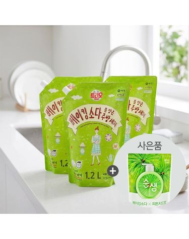 [보리보리]  트리오 베이킹소다를 담은 주방세제 라임향 1.2L x 3개+순샘 피톤치드 200ml 1개