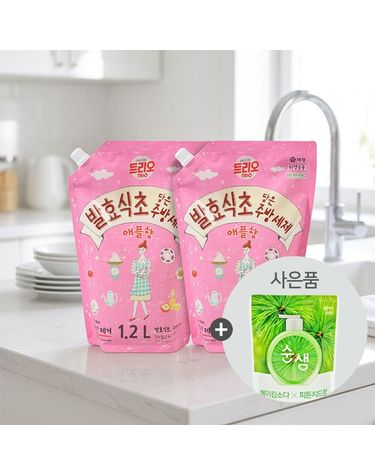 [보리보리]  트리오 발효식초 담은 주방세제 애플향 1.2Lx2개+순샘 피톤치드 200ml 1개