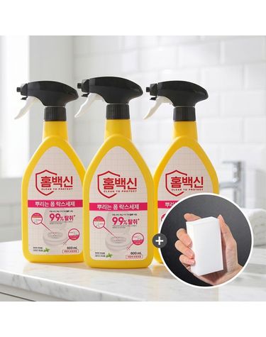 [보리보리] 홈백신 뿌리는 폼 락스세제 시트러스 허브향 600ml x 3개+매직블럭 2개