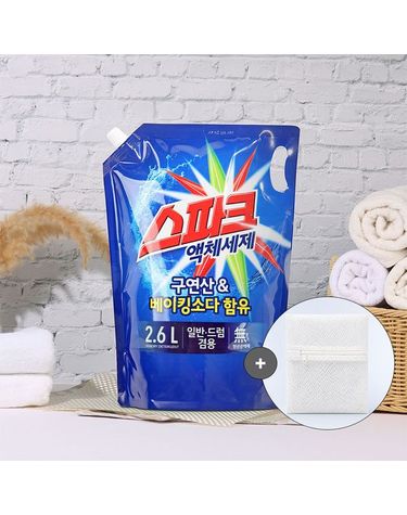 [보리보리]  스파크 액체 세탁세제 드럼일반겸용 2.6L x 2개 +세탁망 1개