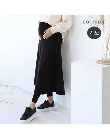 [보리보리] 겨울 임부복 밍크털 임산부 롱 후레아 스커트