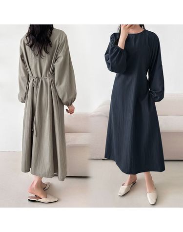 [보리보리] 허리끈 롱 원피스 나일론 빅사이즈 오피스 임부복 Tb204