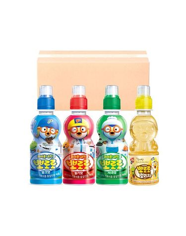 [보리보리]  뽀로로 음료수 235ml 4종 혼합 24입 밀크6 + 딸기6 + 사과6 + 보리차6