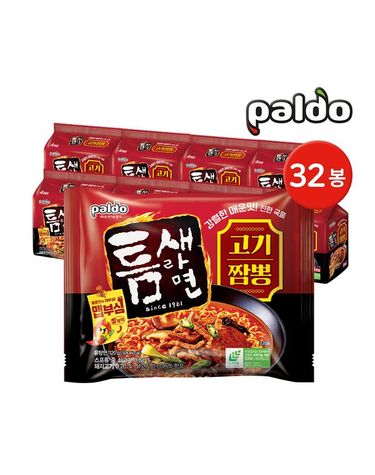 [보리보리]  틈새라면 고기짬뽕 32개입 4개입번들 x 8개 / 봉지라면