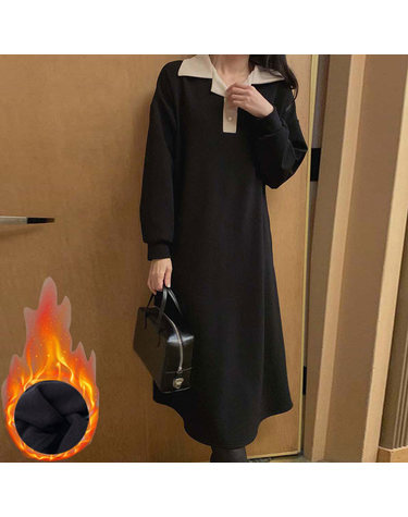 [보리보리] 기모 진주배색카라롱원피스 임산부 하객원피스 하객 임부복