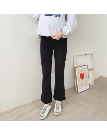 [보리보리] 임부 쭈리 레깅스 부츠컷 나팔핏 블랙 데일리 편한 바지