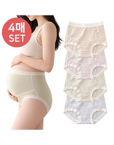 [보리보리] 하이웨스트 플라워 자가드 임부팬티 4매세트 임산부속옷 9132