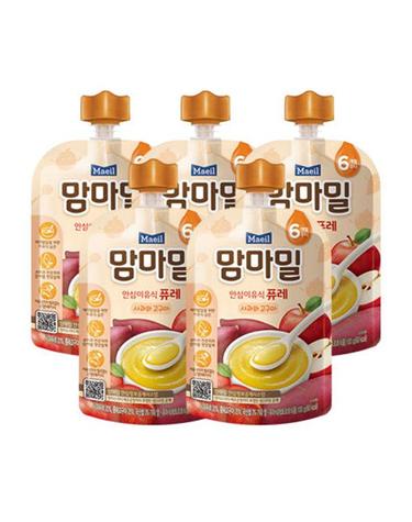 [보리보리]  이유식 퓨레 사과와고구마 100g 5팩 6개월