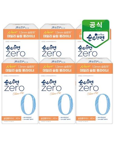 [보리보리]  순수한면 제로zero 슬림 롱라이너 40개입x6팩