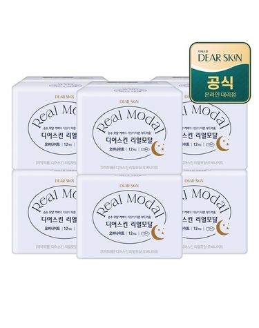 [보리보리] 디어스킨 리얼모달 생리대 오버나이트 12P x 6팩