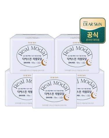 [보리보리] 디어스킨 리얼모달 생리대 오버나이트 12P x 5팩