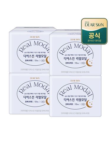 [보리보리] 디어스킨 리얼모달 생리대 오버나이트 12P x 4팩