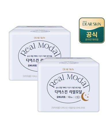 [보리보리] 디어스킨 리얼모달 생리대 오버나이트 12P x 2팩