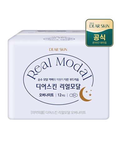 [보리보리] 디어스킨 리얼모달 생리대 오버나이트 12P x 1팩