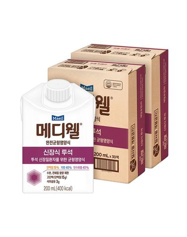 [보리보리] 메디웰 신장식 투석 200ml 60팩30팩 2박스 환자균형식 영양보충