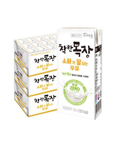 [보리보리] 건국 착한목장 소화가 잘되는 우유 190ml 72팩 락토프리 유당불내증 멸균우유