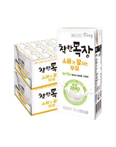 [보리보리] 건국 착한목장 소화가 잘되는 우유 190ml 48팩 락토프리 유당불내증 멸균우유