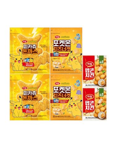 [보리보리]  포켓몬치즈너겟 420g 2봉+피카츄돈까스 500g 2봉+팝콘치킨180g2봉