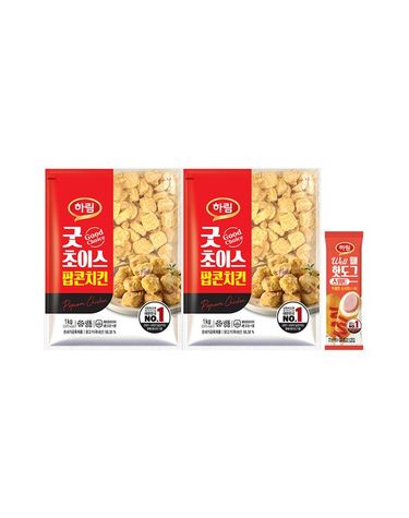 [보리보리] 굿초이스팝콘치킨 1kg 2봉+스위트핫도그 70g 1봉