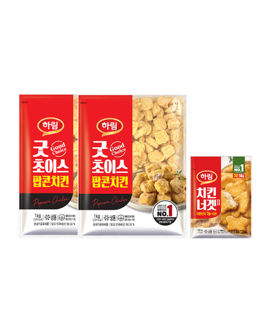 [보리보리] 굿초이스팝콘치킨 1kg 2봉+치킨너겟 100g 1봉