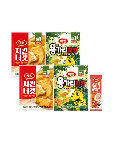 [보리보리]  용가리치킨300g+치킨너겟300g 각2봉+핫도그70g 1봉