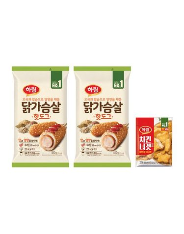 [보리보리]  닭가슴살핫도그 450g 2봉+치킨너겟 100g 1봉