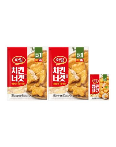 [보리보리]  치킨너겟 1kg 2봉+팝콘 180g 1봉