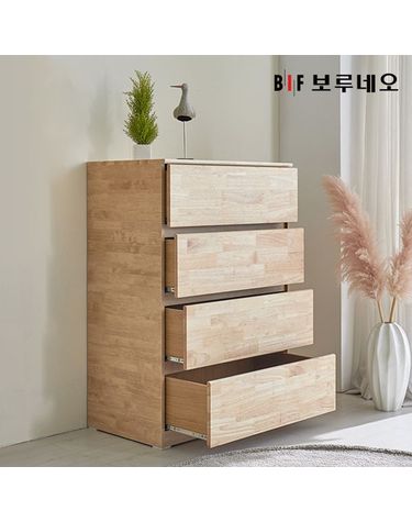 [보리보리] 앳홈 테드 속깊은 러버 원목 800 4단 광폭서랍장