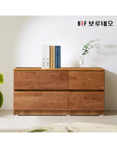 [보리보리] 앳홈 테드 브라우니 원목 1000 2단 서랍장 깊이400
