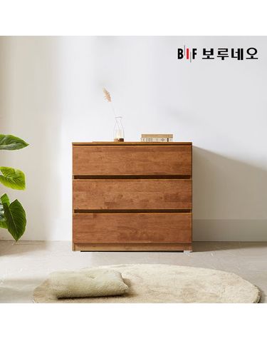 [보리보리] 앳홈 테드 브라우니 원목 800 3단 서랍장 깊이400