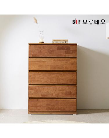 [보리보리] 앳홈 테드 속깊은 브라우니 원목 800 5단 광폭서랍장 깊이500