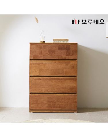 [보리보리] 앳홈 테드 속깊은 브라우니 원목 800 4단 광폭서랍장 깊이500