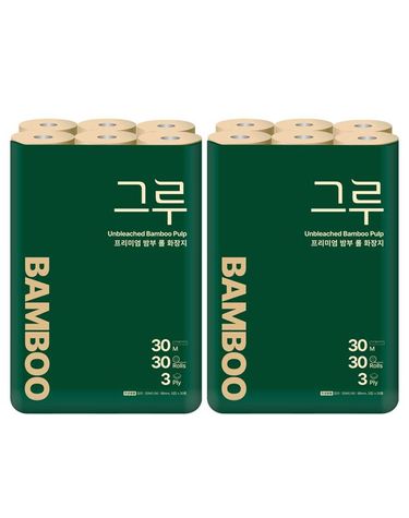 [보리보리] 그루 프리미엄 밤부 천연펄프 화장지 30M 30롤x2총60롤