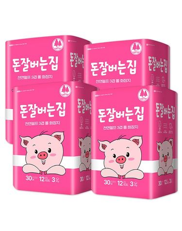 [보리보리]  돈잘버는집 천연펄프 3겹 화장지 30M 12롤x4 /집들이선물