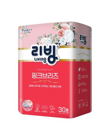 [보리보리] 리빙 핑크브리즈 천연펄프 3겹 27M 화장지향 30롤