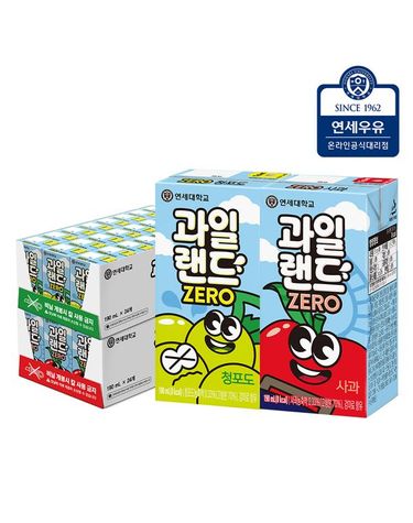 [보리보리]  과일랜드 주스 190ml 48팩사과+청포도