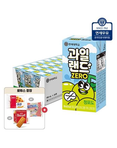 [보리보리]  과일랜드 청포도 190ml 24팩+로투스 비스킷 2Px6 93g
