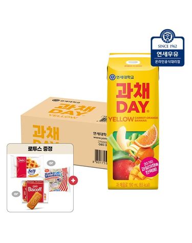 [보리보리]  과채데이 엘로우 190ml 24팩+ 로투스 비스킷 2Px6 93g