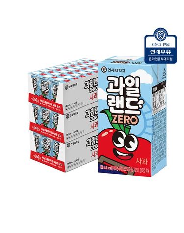[보리보리]  과일랜드 사과 190ml 72팩 제로슈가 제로칼로리