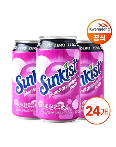 [보리보리]  썬키스트 제로 자두자몽 소다 355ml X 24캔