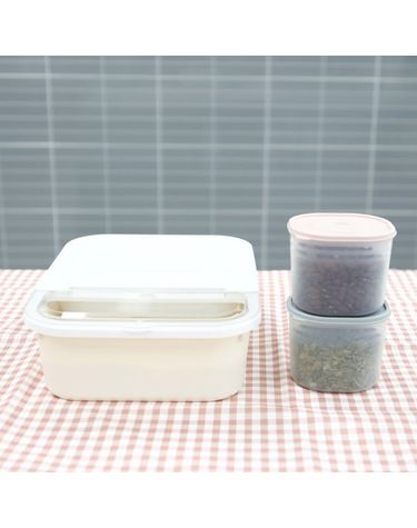 [보리보리] 마카롱 쌀통 3Kg+마카롱 다용도 잡곡통 900ml 2개