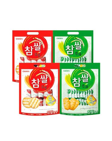 [보리보리] 크라운 참쌀 과자 2종 혼합 4봉 설병270g 2봉 + 선과253g 2봉